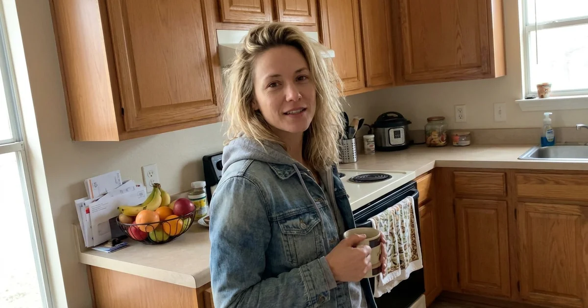 1990s honey oak kitchen cabinets in an Austin home with a dish towel on the oven handle