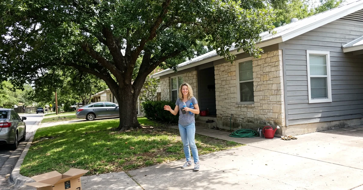 Austin home with a natural limestone front and freshly painted trim and siding