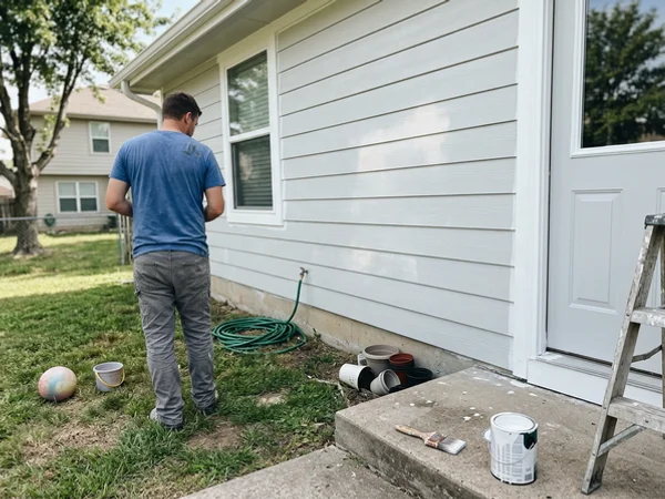 After: the same wall evenly repainted with crisp trim and new caulk
