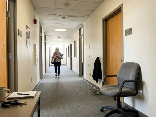 Office corridor with scuff-resistant walls